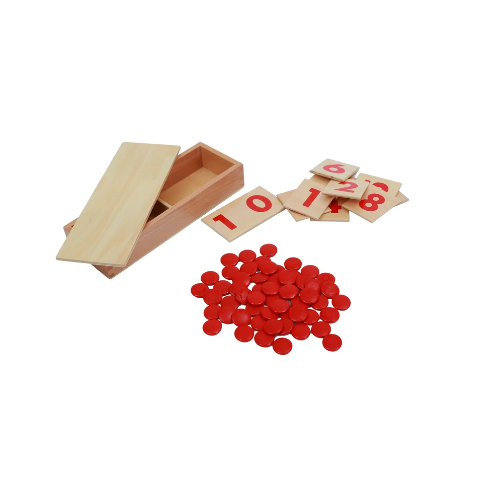 Brinquedos matemáticos montessori, cartões e contadores de madeira com caixa, jogo de contagem para crianças, ferramentas de aprendizagem precoce, materiais matemáticos