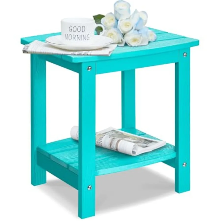 

Outdoor Side Table HIPS Adirondack Small Double Layer Table Waterproof Square Balcony Modern End Tables for Patio Pool Beach Po