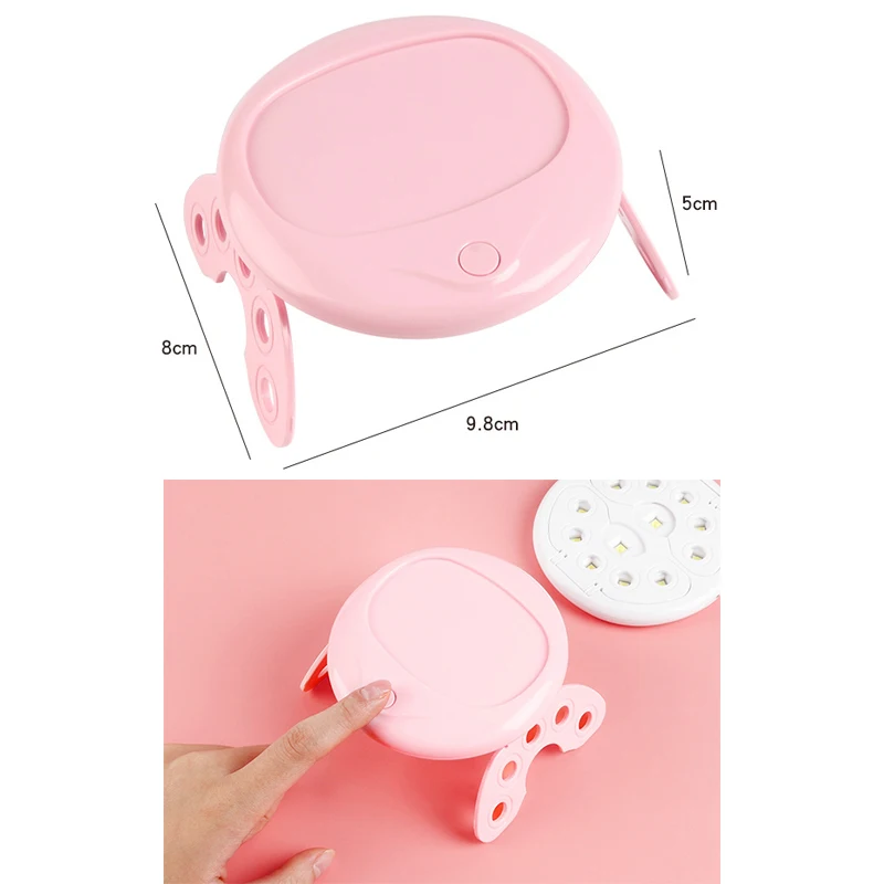 Mini Portable Nail Dryer With 12 LEDs Foldable Nail Art Light UV Phototherapy Machine For Home Salon Manicure Tools