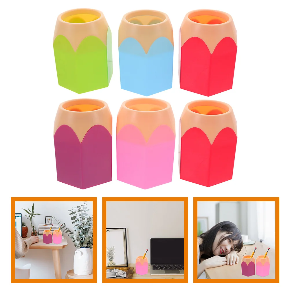 

6 Pcs Crayons Color Contrast Pen Holder Desk Pencil Container Kawaii Organizer for Pencils Office