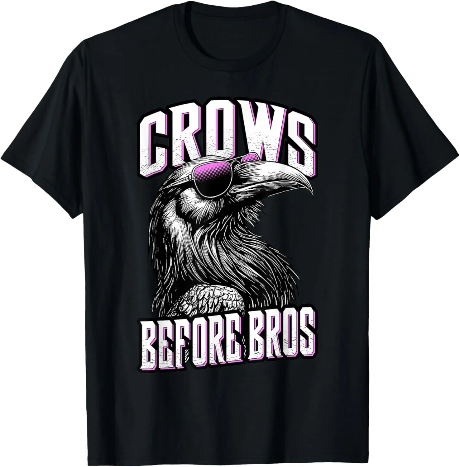 Crows Before Bros Funny Feminist Gothic Raven Sunglasses T-Shirt