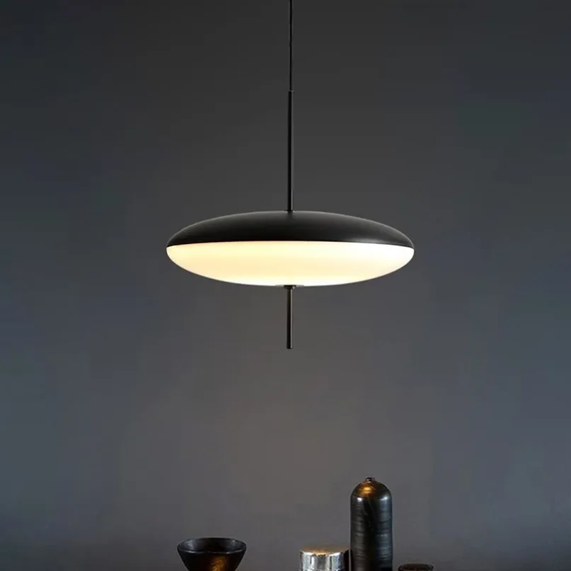 

Modern Flying Saucer Pendant Lights LED Minimalist Black White Hanging Lamps Restaurant Study Living Rooms Bedroom Bar Home Lamp