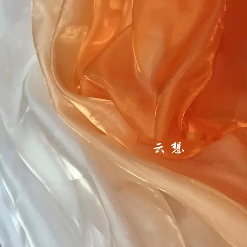 

Градиентная перламутровая тонкая органза в метрах для пошива одежды, платьев, свадебного декора, рукоделия, DIY, оранжевая