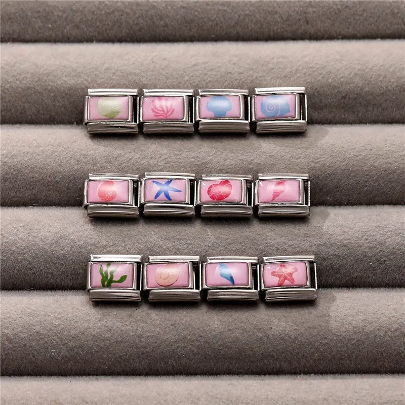 الوردي المحيط قذائف نجم البحر الإيطالية سحر ربط صالح 9 مللي متر مجوهرات من صلب لا يصدأ DIY بها بنفسك صنع النساء أساور الهدايا بالجملة #6