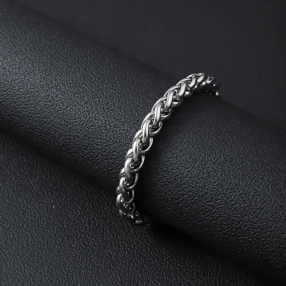 Simple Cuban Chain Titanium Steel Bracelet Dragon Bone Link Bracelet Retro Biker Punk Rock Bracelet for Men