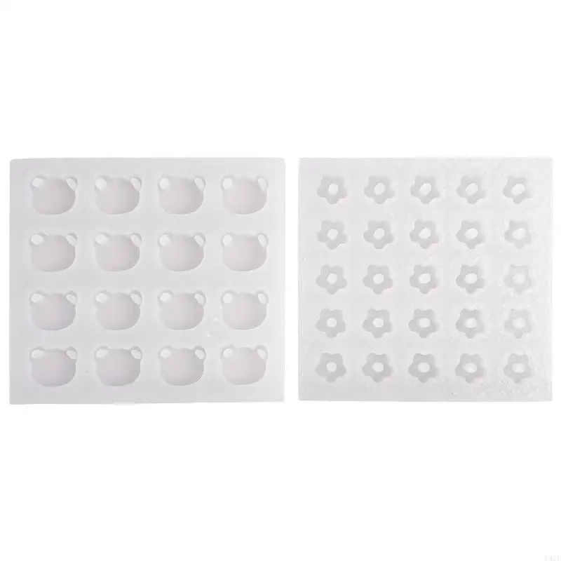 K43F قوالب تزيين سيليكون لامعة لامعة الدب الزهور المفاتيح قالب قلادة ذاتية الصنع #1