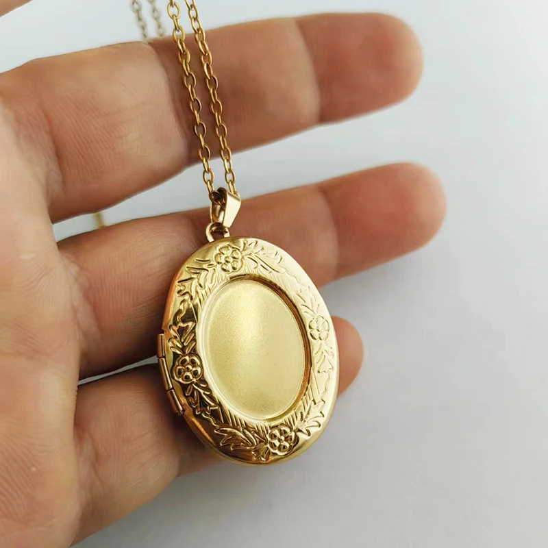 Wholesale20pc DIY Concaved Oval Photo Frame Stainless Steel Charms Locket Pendant Jewelry Men Women Making Family Memories Gift