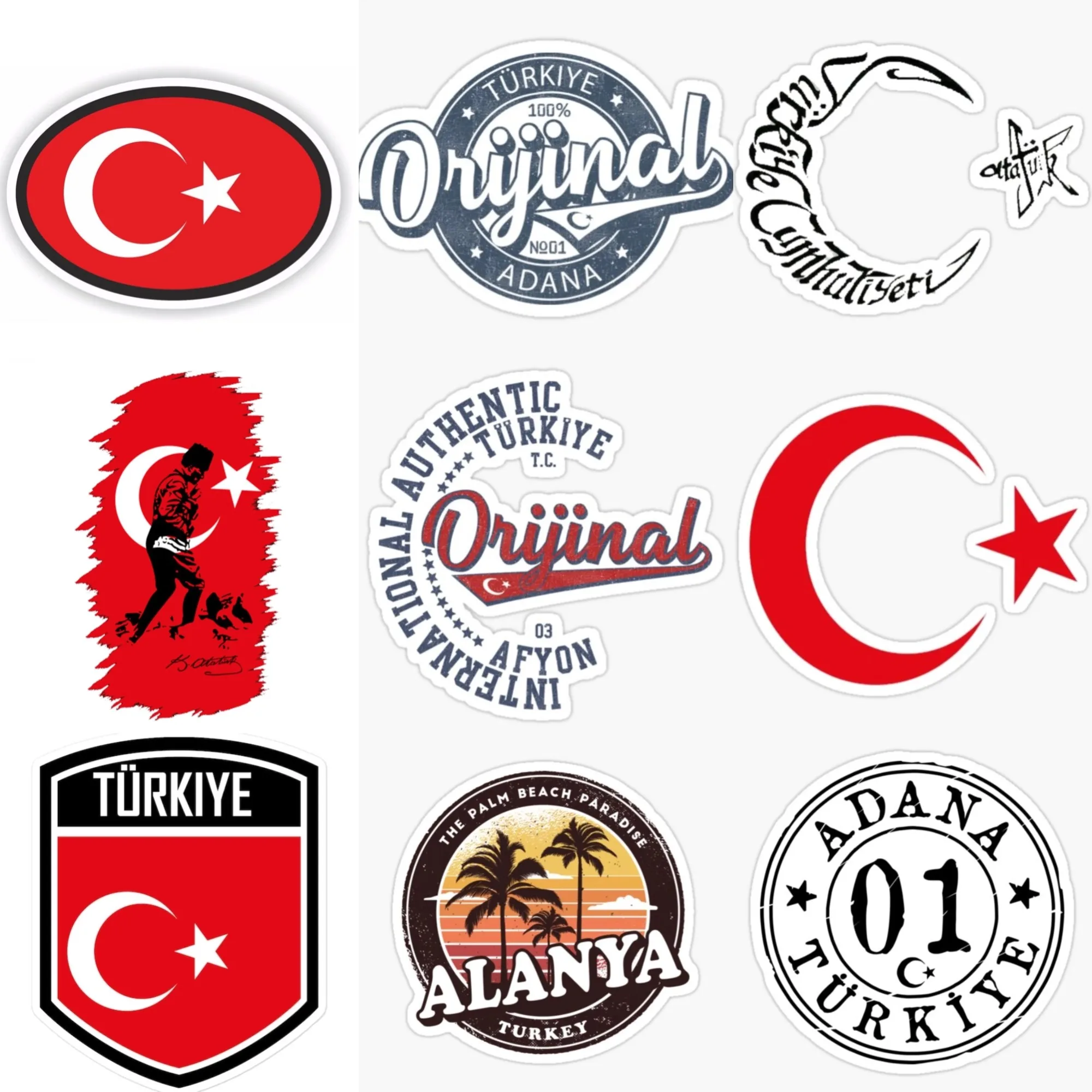

Turkey Flag Map Creative Waterproof PVC Sticker for Decoration Car Motorcycle Van Window Helmet Fridge Wall Decal Accessories