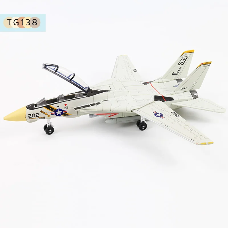 【New】1:72 Scale F-14 Tomcat Fighter Jet Model White & Black ABS Plastic Aircraft With Detailed Design 10.24inch Length