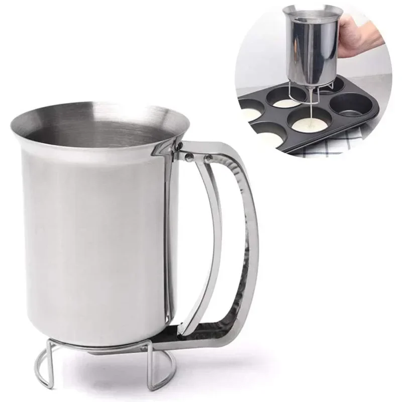 

Handheld Stainless Steel Batter Dispenser Cake Cupcake Dough Dispensers Kitchen Tool Baking Waffles Flour Paste Piston Funnel