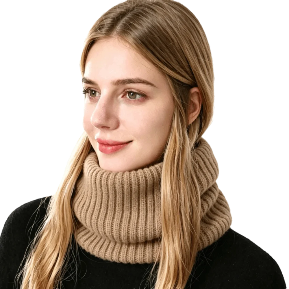 

New Thickened Knitted Scarf Fleece Lined Windproof Neck Gaiter Solid Color Winter Mask Outdoor Sports