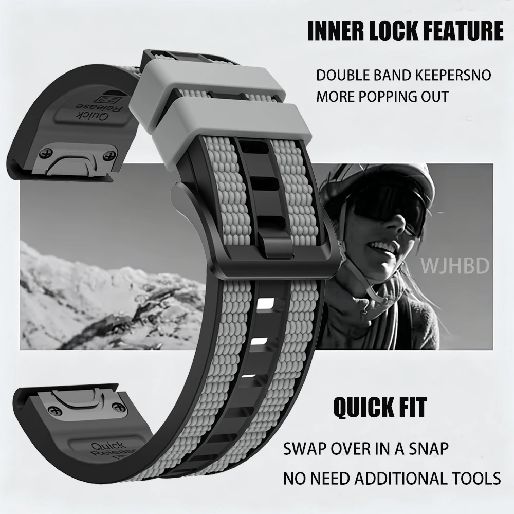 Fenix8 Uhrenarmband für Garmin Fenix 8 Pro 47mm 51mm E 7 7X 6 6X/Epix Pro/Tactix8 970 965 QuickFit 22mm 26mm Sport-Silikonarmband – Detail 11
