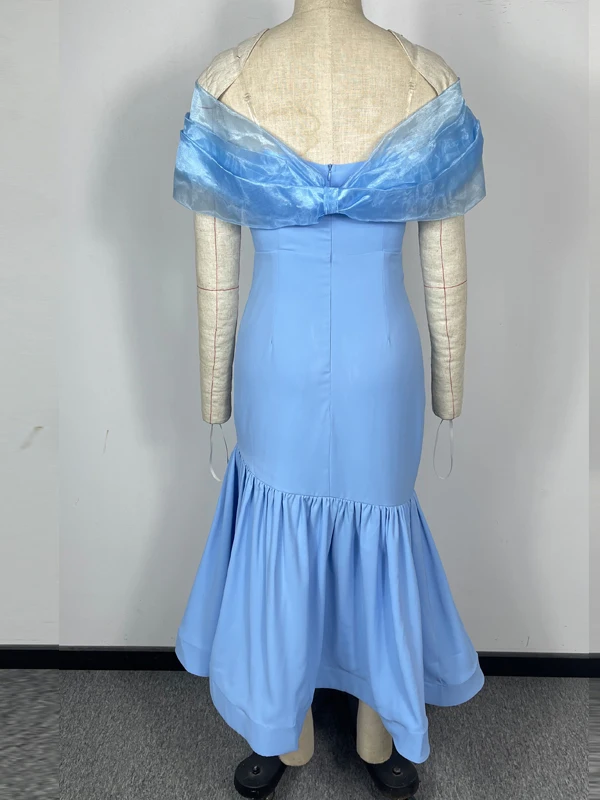 Ele One-shoulder Long Dr Dames Hoge Taille Fi-Tail Jurk met Pailletten Sexy Body-Con Netting Rok Rits Sle Fai...