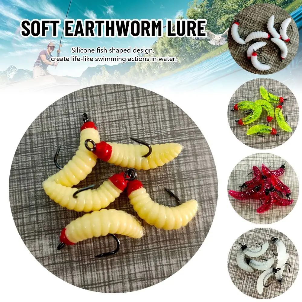 10 Pcs Lifelike Excellent Toughness Practical 4cm Maggots Shape Tackle EarthWorm Bait Bionics Soft Lures Road Asia Bait