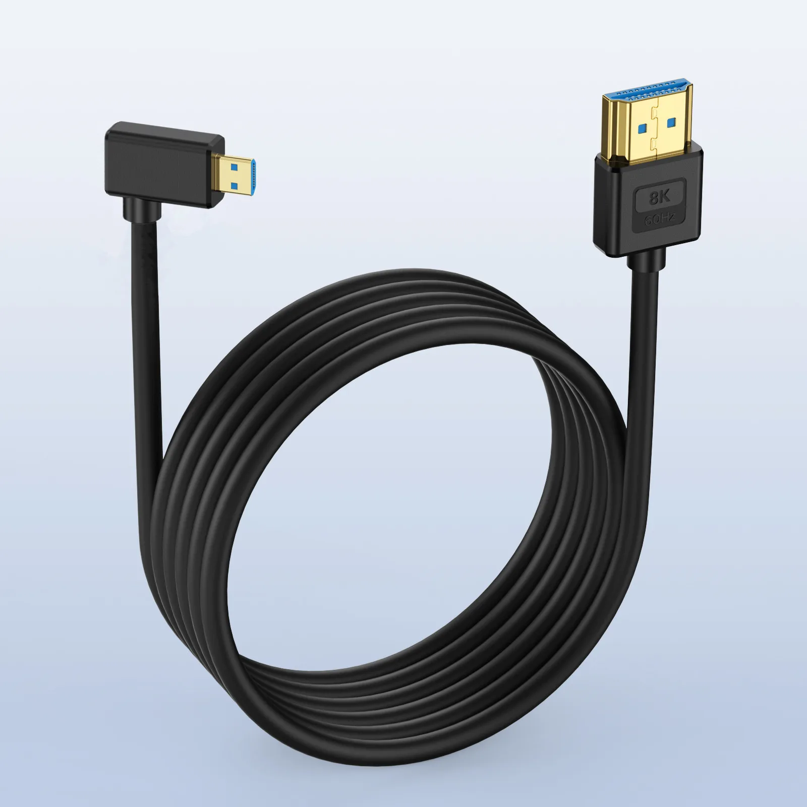 Silicone 8K HDMI-Compatible Cable Extreme Slim/Thin 90° Angle Ultra HD High Speed Micro HDMI To HDMI 2.1V Ultra 8K@60Hz 48Gbps