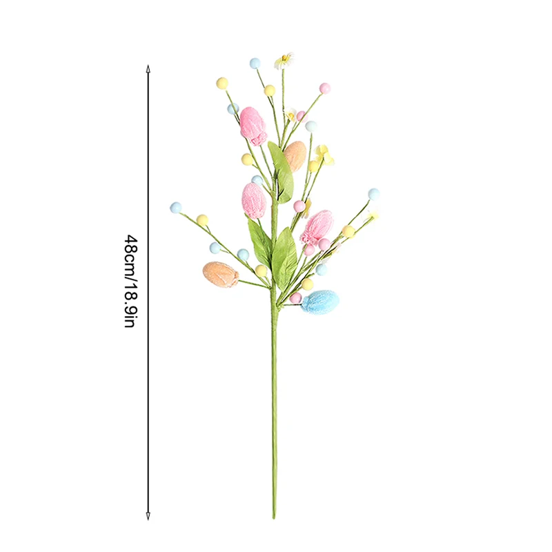 Easter Colorful Eggs Tree Branch DIY Flower Bouquets Fake Plant 2025 Happy Easter Party Home Vase Decoration Spring Floral Stem