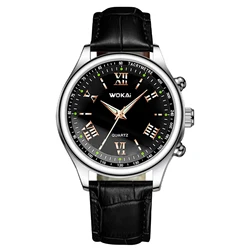 Fashion Men Quartz Watch Elegant PU Leather Strap Business Sport Watch for Working and Office Use