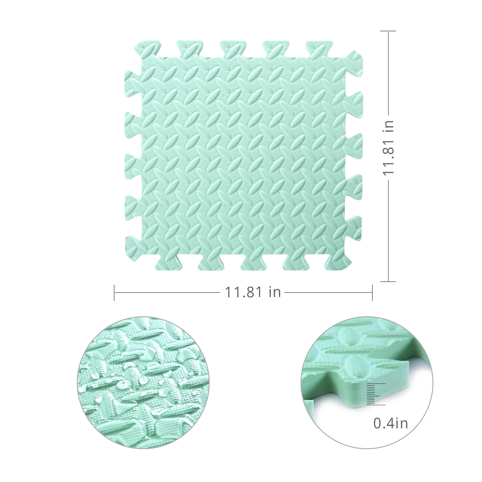 Tamiplay Thick Square Puzzle Mat 0.4 Inch/16pcs,30*30cm EVA Foam Baby Play Mat for Children Room Activities, Pink/green/white