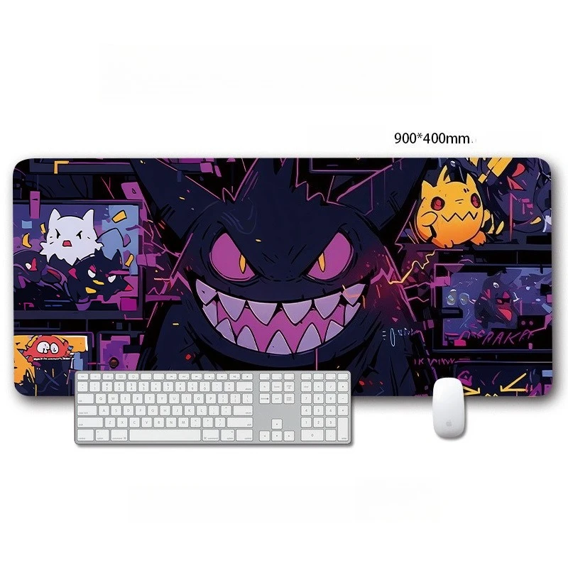 Cartoon Anime Mouse Pads Pokemon Genger Theme Mousepads Large Gaming Keyboard Mouse Pad  Non-slip Desk Pad Desktop Decorations
