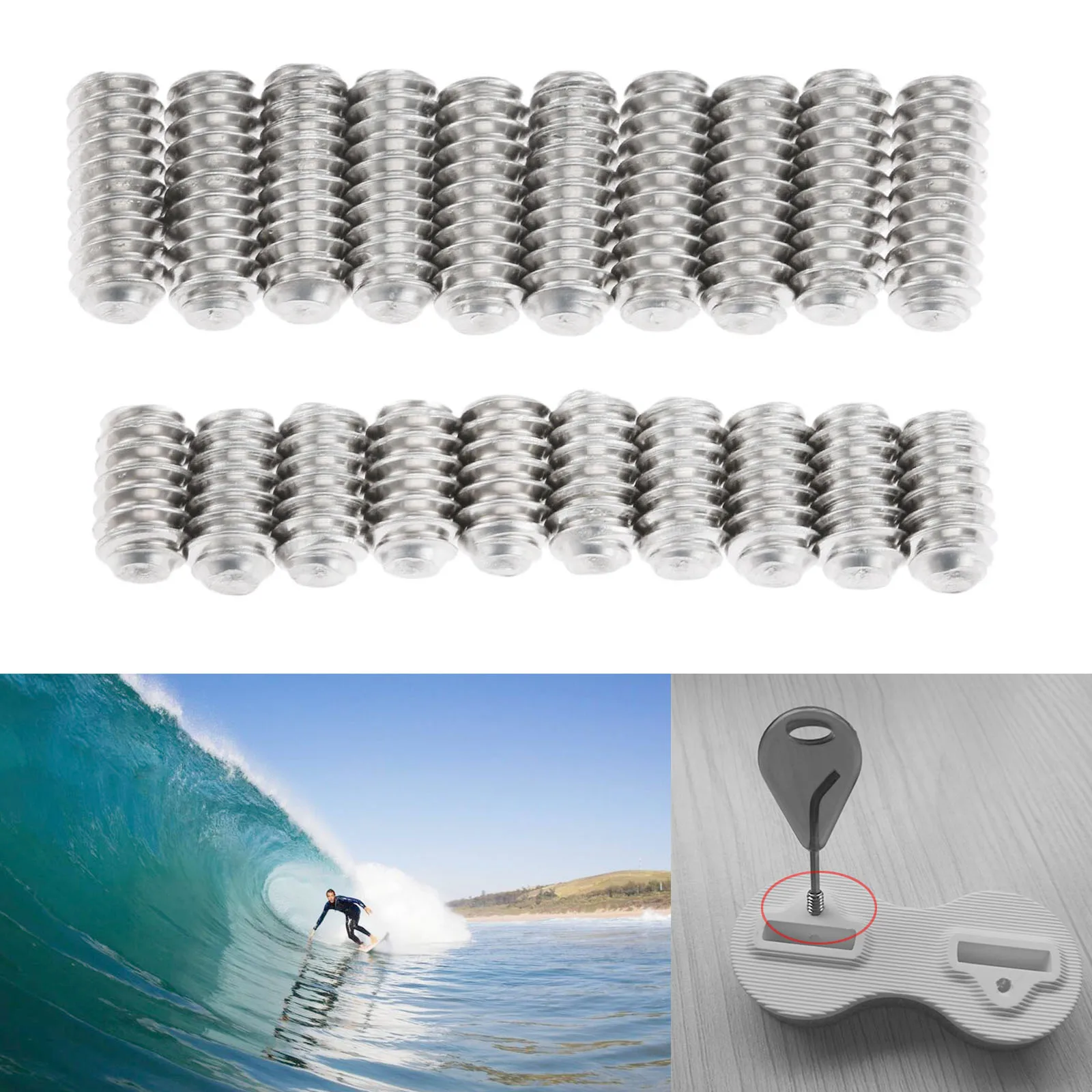 50pcs 9mm/12mm Surfboards Fin Screws Stainless Steel Stripped Longboard Surf Board Fins Plugs Rudder Screw Surfing Accessories