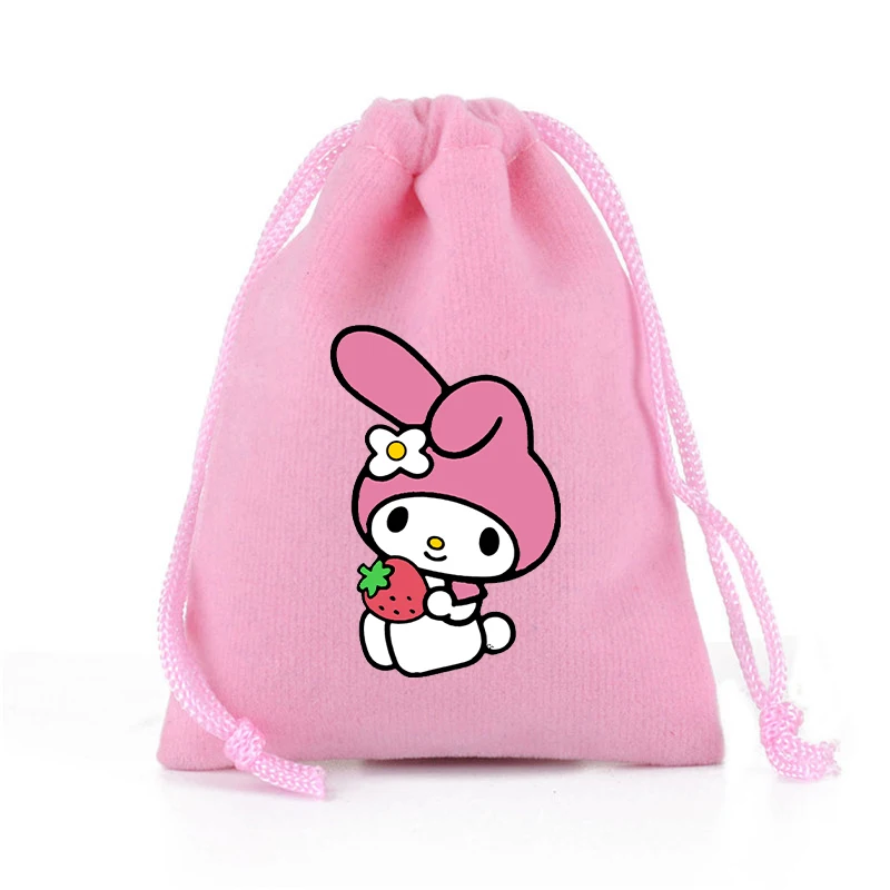 Sanrio Drawstring Bag Cute Cartoon Kuromi Melody Cinnamoroll Print Gift Organiser Portable Toilet Bags Children\'s Birthday Gifts