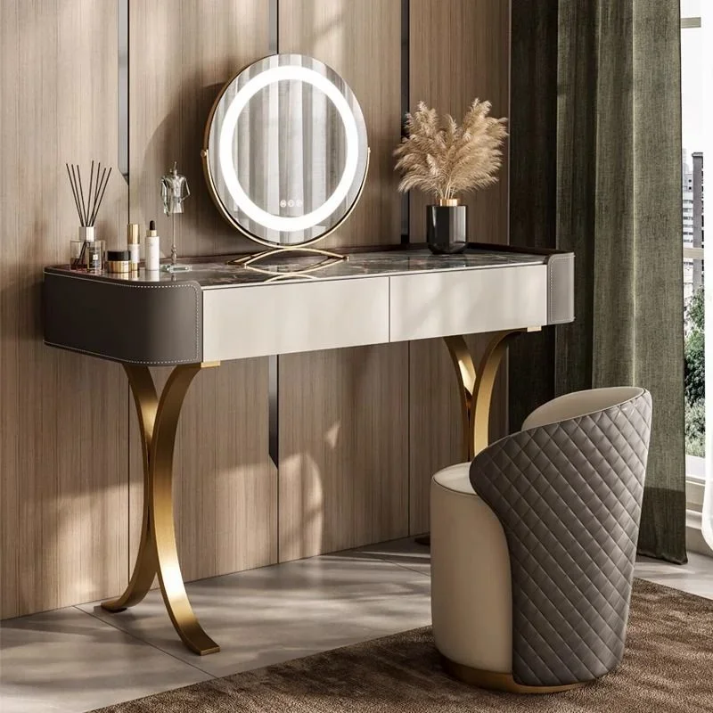 Stainless Steel Dressing Table Modern Minimalist Bedroom Slate Top Dressing Table