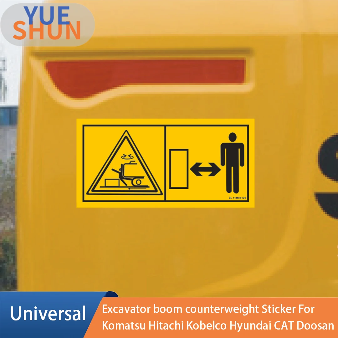 Excavator boom counterweight Sticker For Komatsu Hitachi Kobelco Hyundai CAT Doosan Kubota Small Warning Label