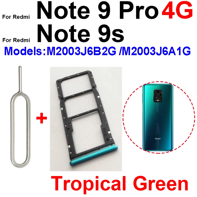 Sim Card Tray Holder For Xiaomi Redmi Note 9 Note 9S Note 9Pro Sim Card Adapter Socket Spare Replacement Parts