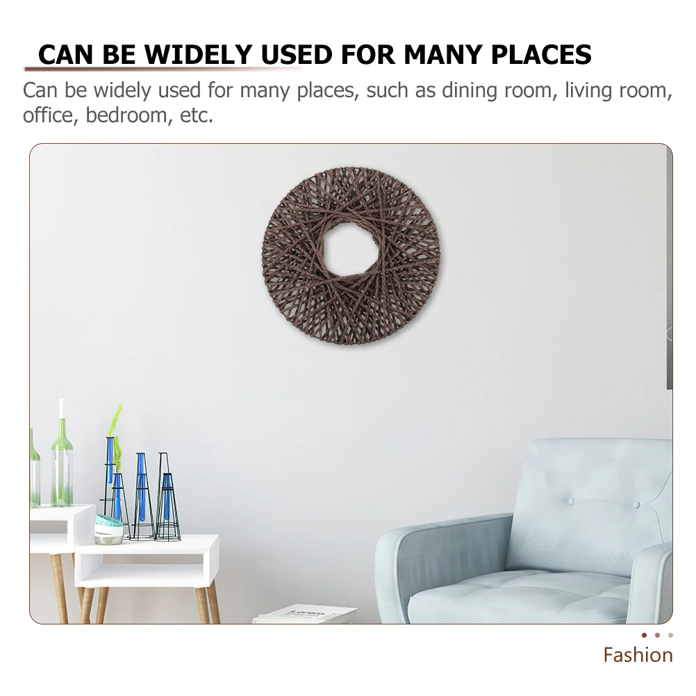 

2pcs Art Handcrafted Rattan Pendant Disc Design Indoor Outdoor Use Living Room Bedroom Decoration Hanging Decor Hanging Disc