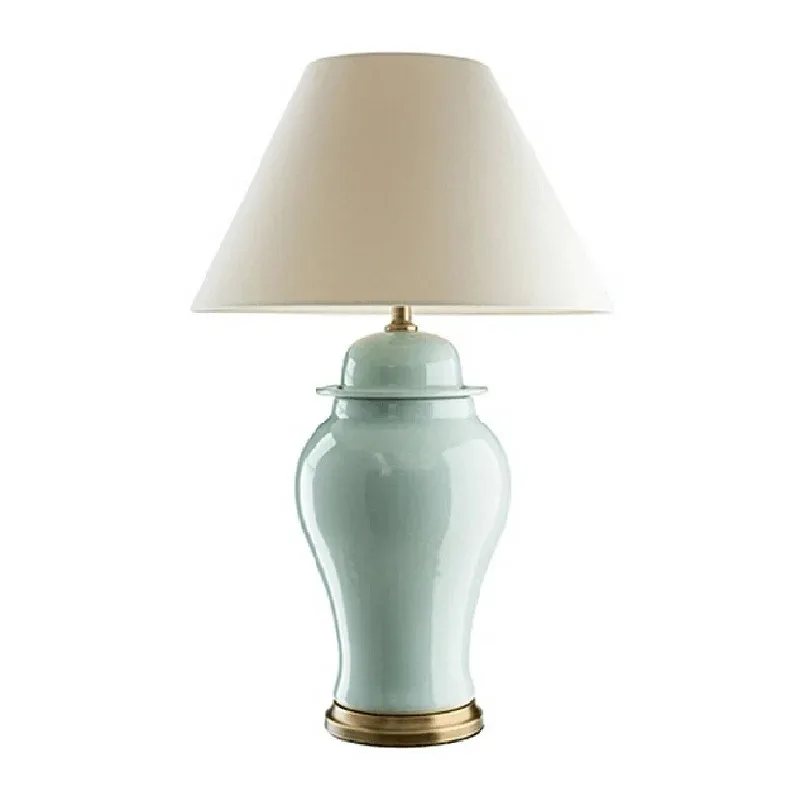 

American ceramic table lamp, living room, bedroom, study bedside lamp led table lamp is simple, modern and light luxury, one pie