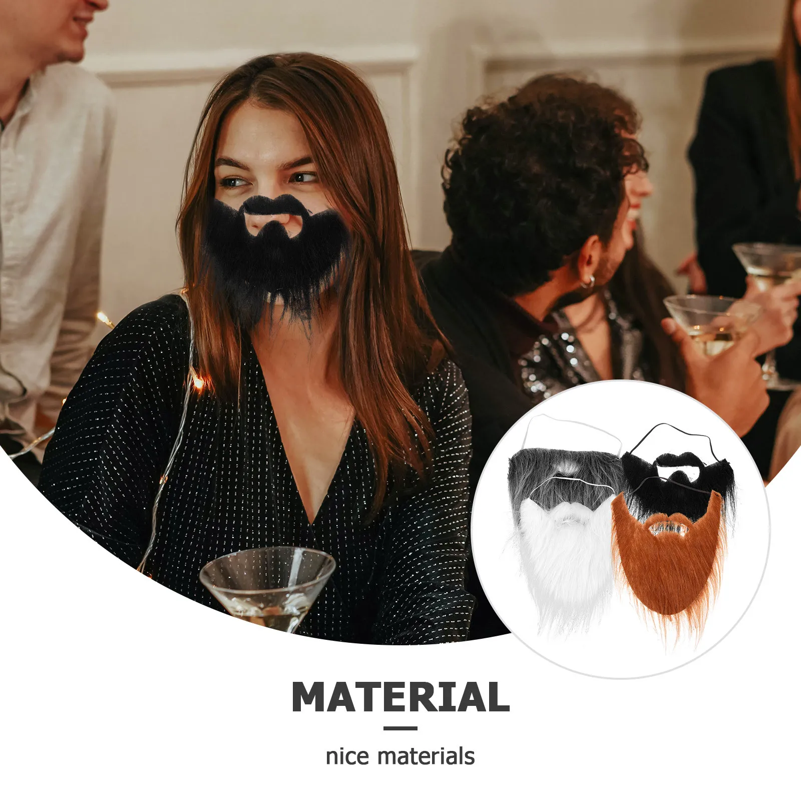 4 szt. Zestaw rekwizytów na imprezę z brodą krasnala, wstępnie przycięte brody gnoma, akcesoria do cosplayu na występy sceniczne, wielokrotnego użytku