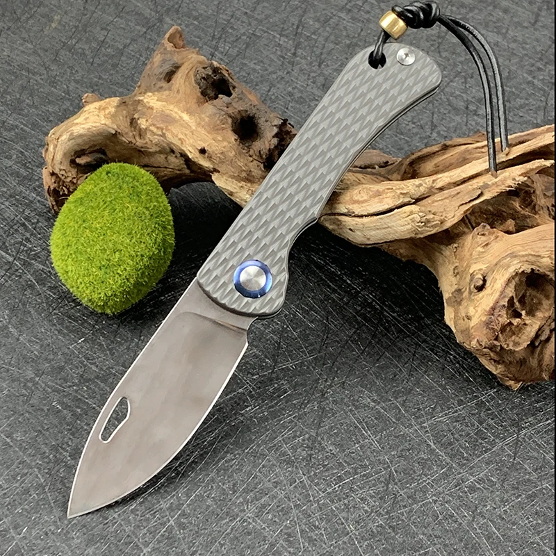 

Grey titanium Steel Folding Knife Camping fruit knife Outdoor Pocket Knife Tools