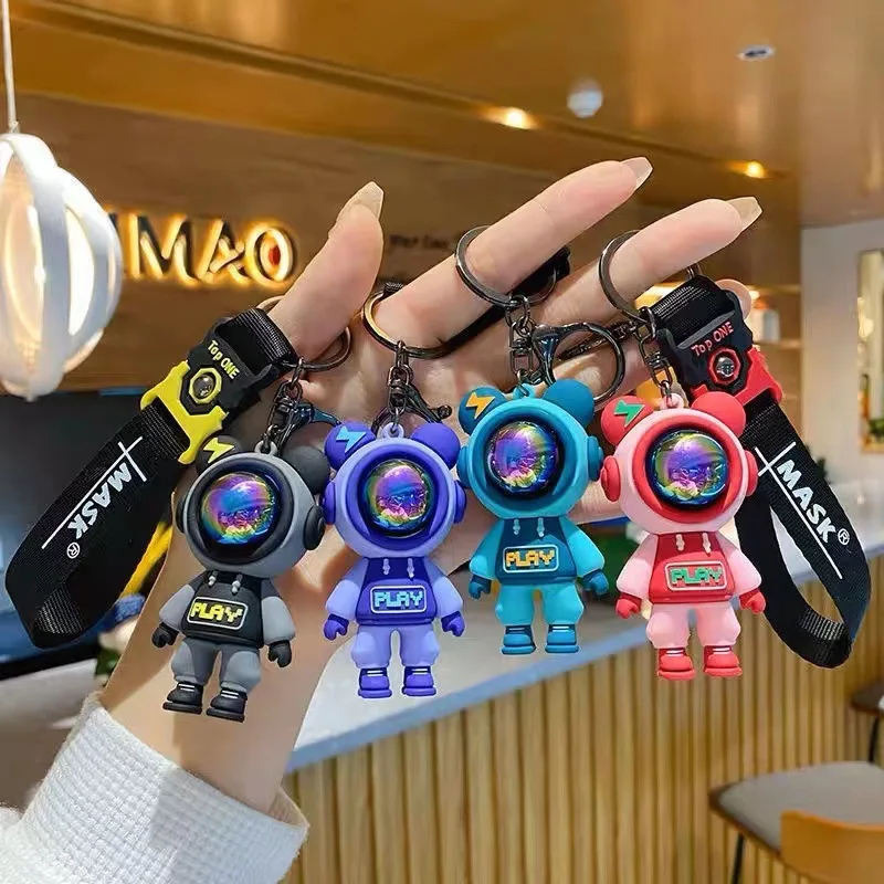 Cute Astronaut Bear Doll Keychain Creative Cartoon Lightning Bear Keychain Pendant Couple Jewelry Car Keychain Bag Pendant
