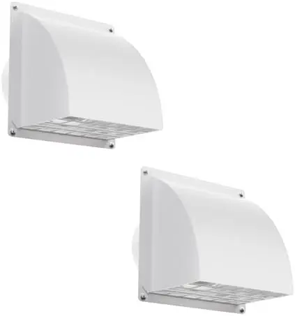 

2 шт. 4-дюймовые вентиляционные решетки для сушилки с сеткой и клапаном - белые металлические наружные вентиляционные отверстия для дома, кондиционера, вытяжки - отверстие 3,81 дюйма