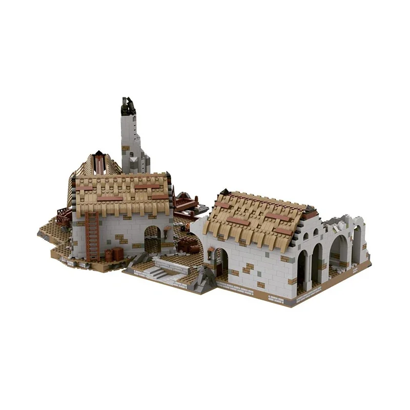 Briques de château magiques pour enfants, anneaux magiques, scène de film Moc, nuits de construction, UCS, modèle de port médiéval, assemblage de bricolage, vue sur la rue, jouet cadeau pour enfant