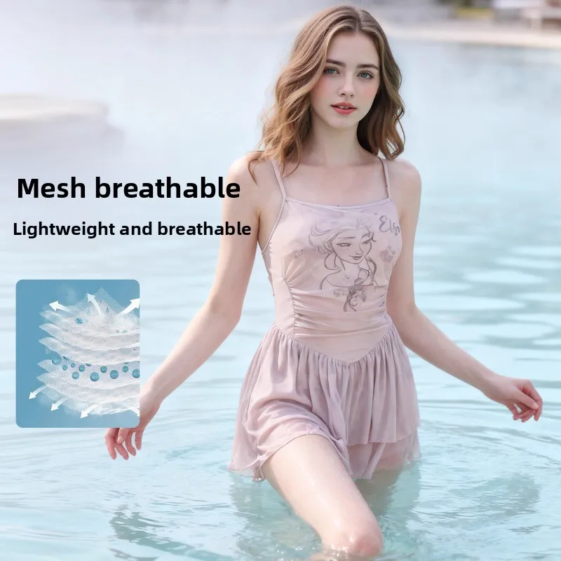 Nowy, oszałamiający strój kąpielowy Disney 2025, idealny dla puszystych figurek - jednoczęściowy damski strój z narzutką, modelujący sylwetkę, idealny na plażę i do gorących źródeł.