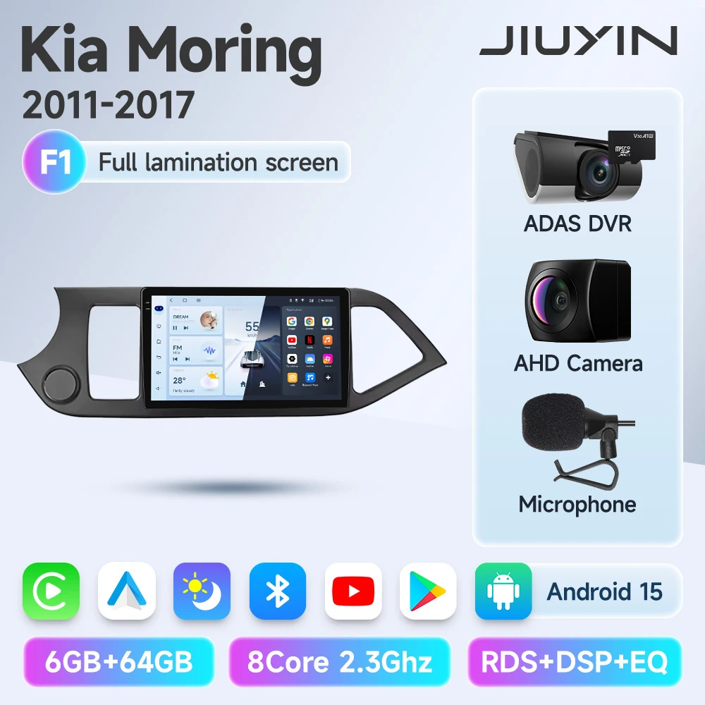 JIUYIN Android 15 Carplay Autoradio Multimidia Video Player Voor KIA PICANTO Ochtend 2011-2017 Navigatie GPS IPS Head unit
