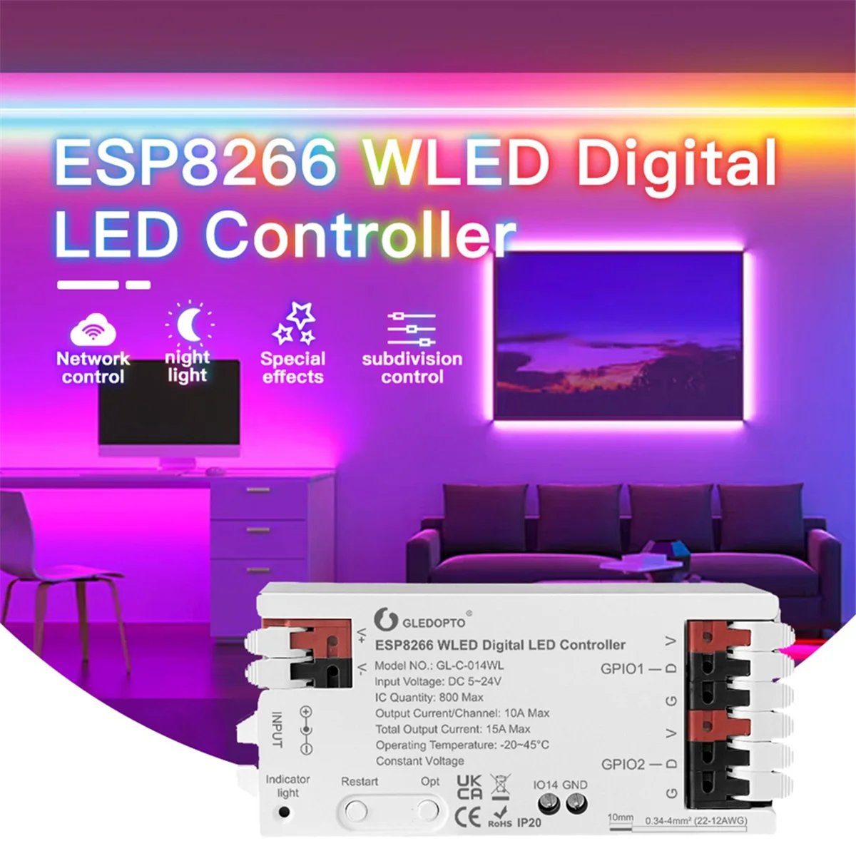 

NEW_GLEDOPTO Контроллер световых лент WLED поддерживает ленты WS2811 B
