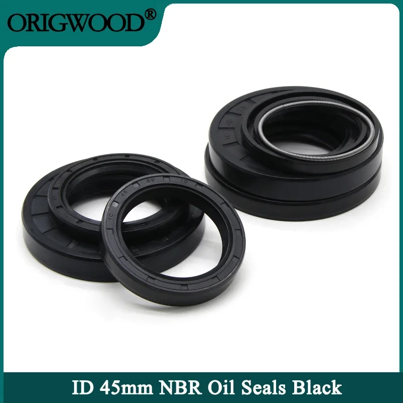 NBR Oil Seal ID 45mm TC-45*55/56/58/60/65/68/70/72/75/80/85/90/100*5/7/8/10/12mm Nitrile Rubber Shaft Double Lip Sealing Gasket