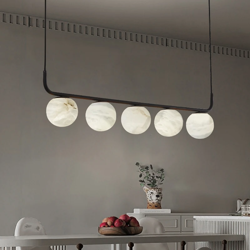 

Nordic Ball Lustre Kitchen Villa Dining Room Brass Spanish Marble Pendant Light Nordic Simple Hotel Reception Chandelier