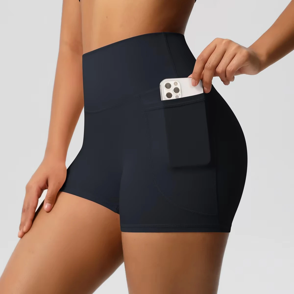 Women Sports Short With Pocketed Yoga Legging Shorts Squat Proof High Waist Fitness Tight Shorts Quick Drying Cycling Workout Gy
