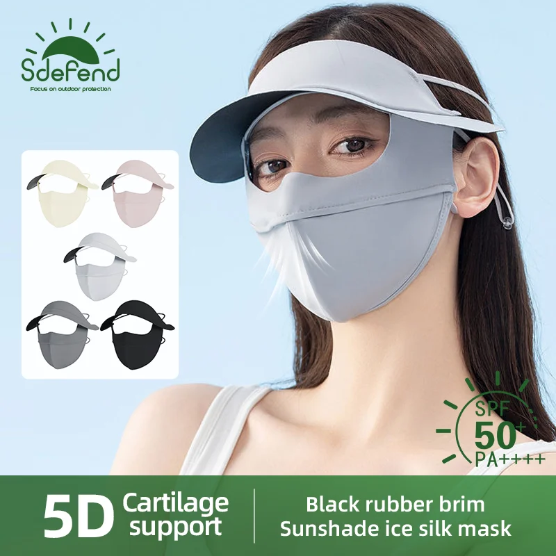 

Summer Gini Ice Silk Full Face Mask Sunscreen UV Protection Outdoor Breathable Hat Eaves hat