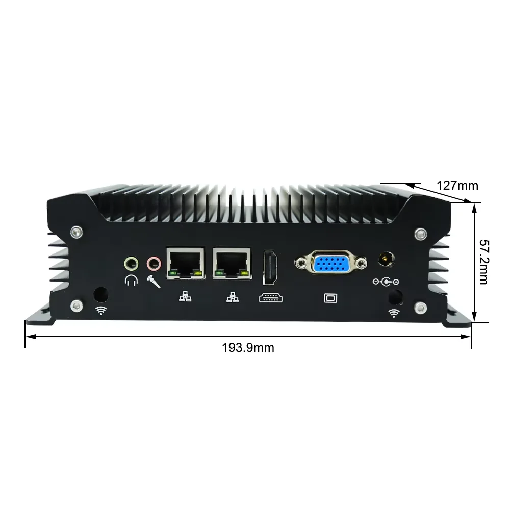 Fanless Industrial Computer Core i7-8665U i5-8350U i58259U 2*RS232 COM 2*Lan HD VGA Win10 Linux Embedded Box PC 4G Wall Mounted