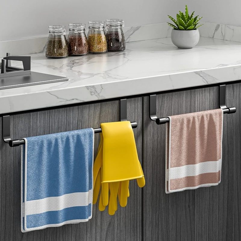 

For Kitchen Cabinet Bathroom Storage Organizer No Drill Mounting Holder Stainless Steel Over Door Towel Rack Multipurpose Hanger