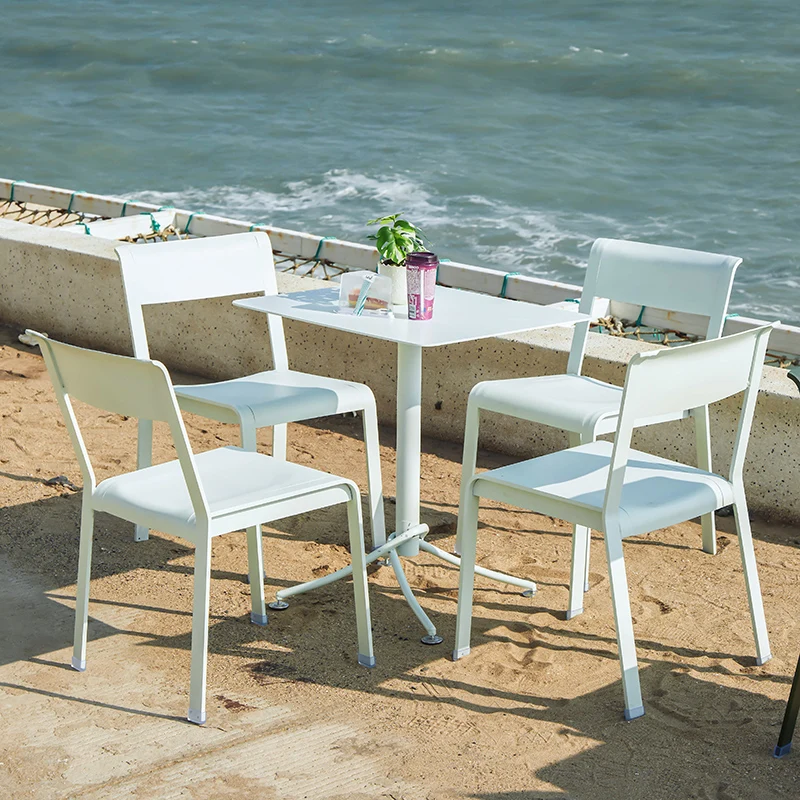 Outdoor courtyard aluminum magnesium alloy   and chair combination garden milk tea shop coffee   outdoor leisure small