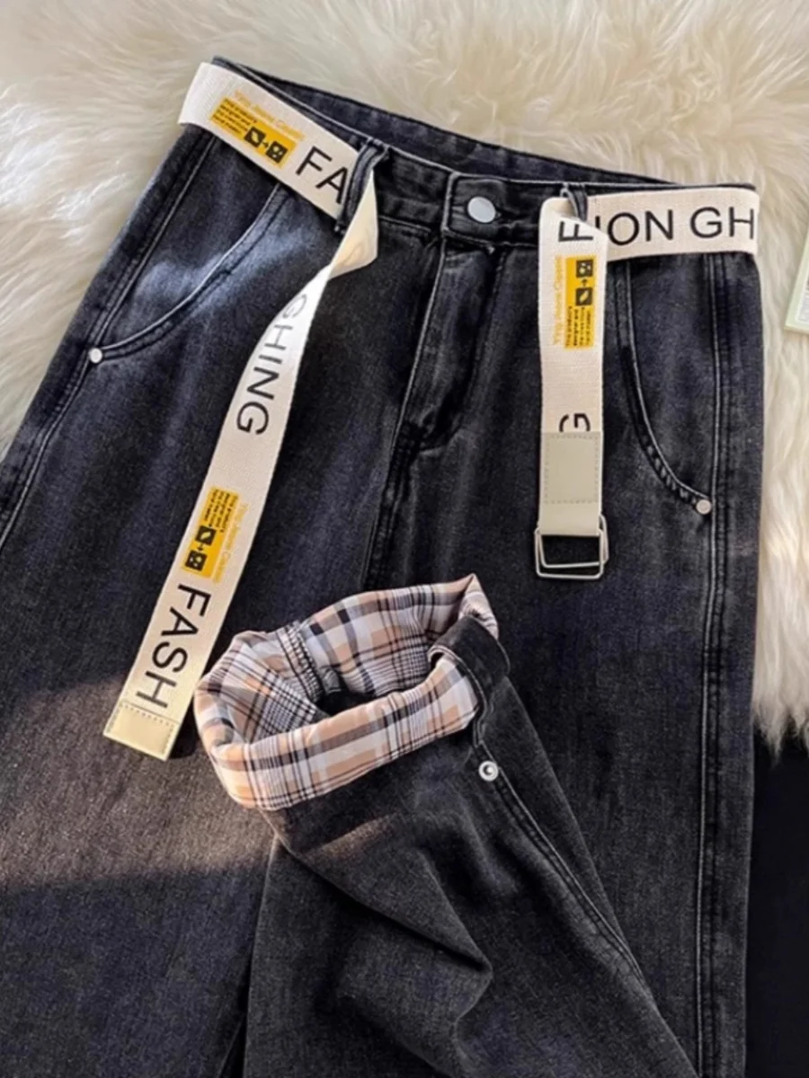 

plus Size Men's Jeans 300 Pou Casual Loose Straight Leg Pants Spring Summer High Waist Long Trousers Trendy Brand