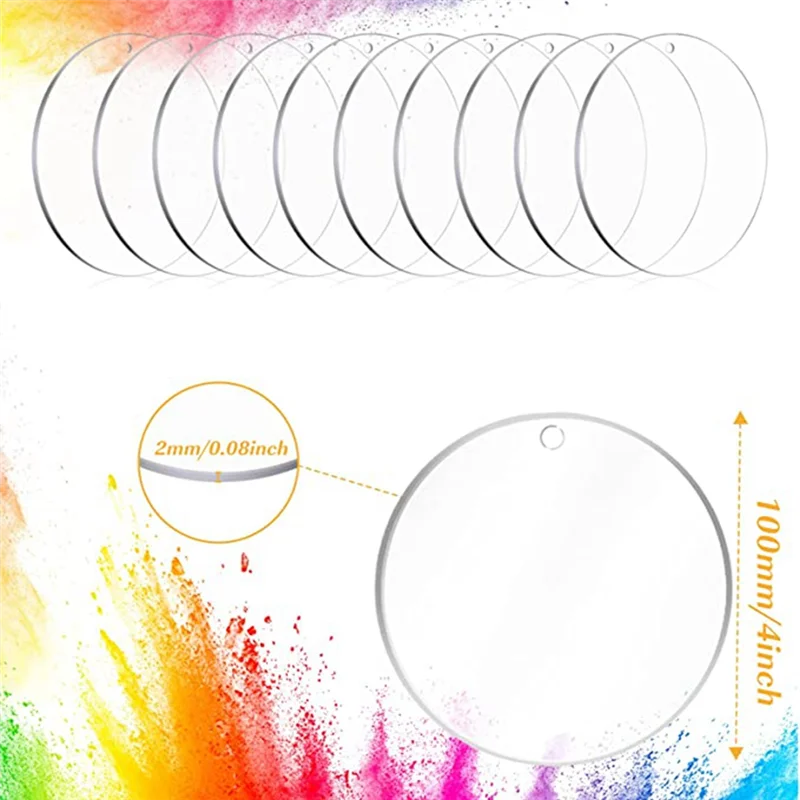 GOOD-30Pcs Acrylic Blanks,Clear Circle Acrylic Sheet With Hole,Round Acrylic Blanks Disc,Christmas Birthday DIY Gifts