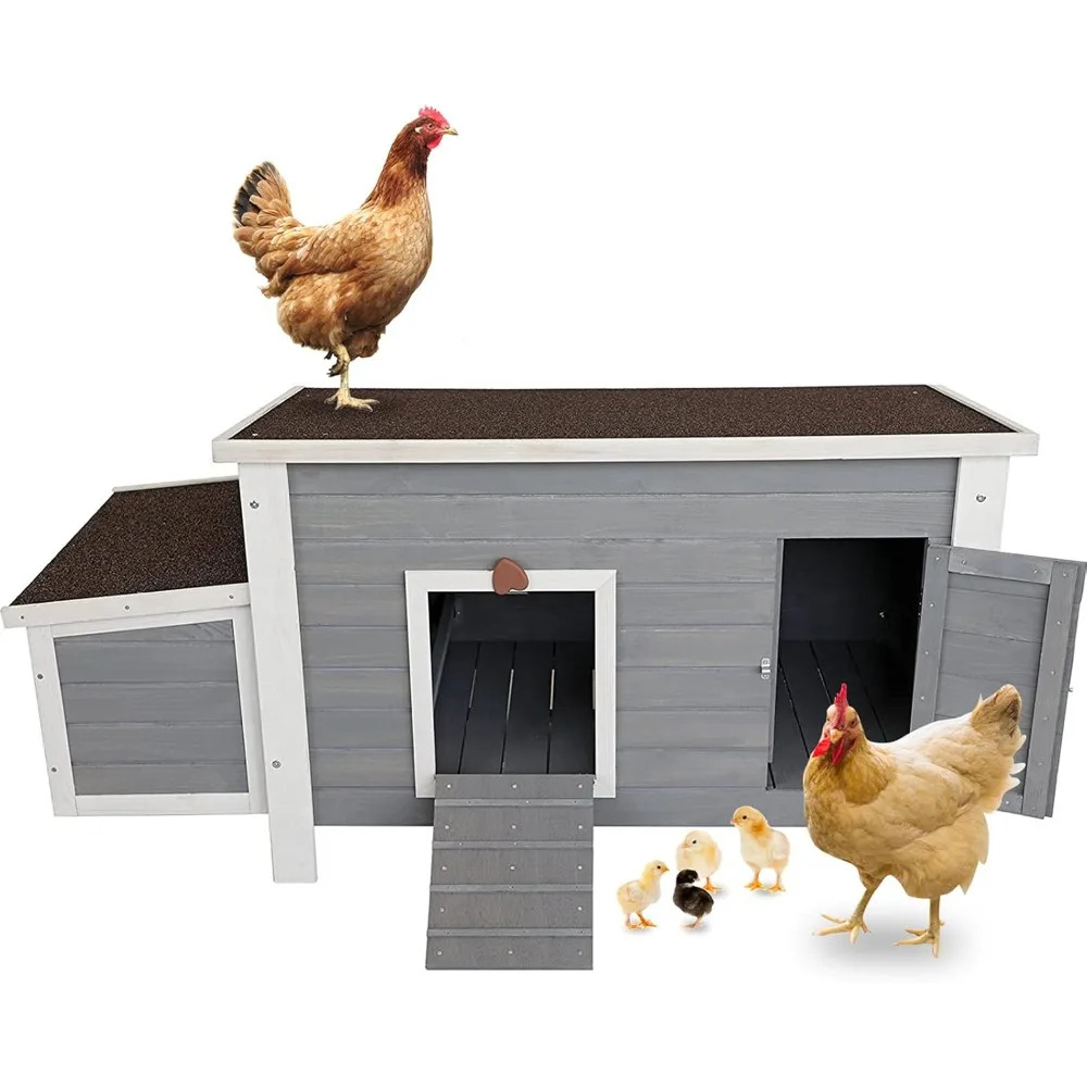 

Weatherproof Outdoor Chicken Coop with Nesting Box, Outdoor Hen House with Removable Bottom for Easy Cleaning, Weatherproof Pou