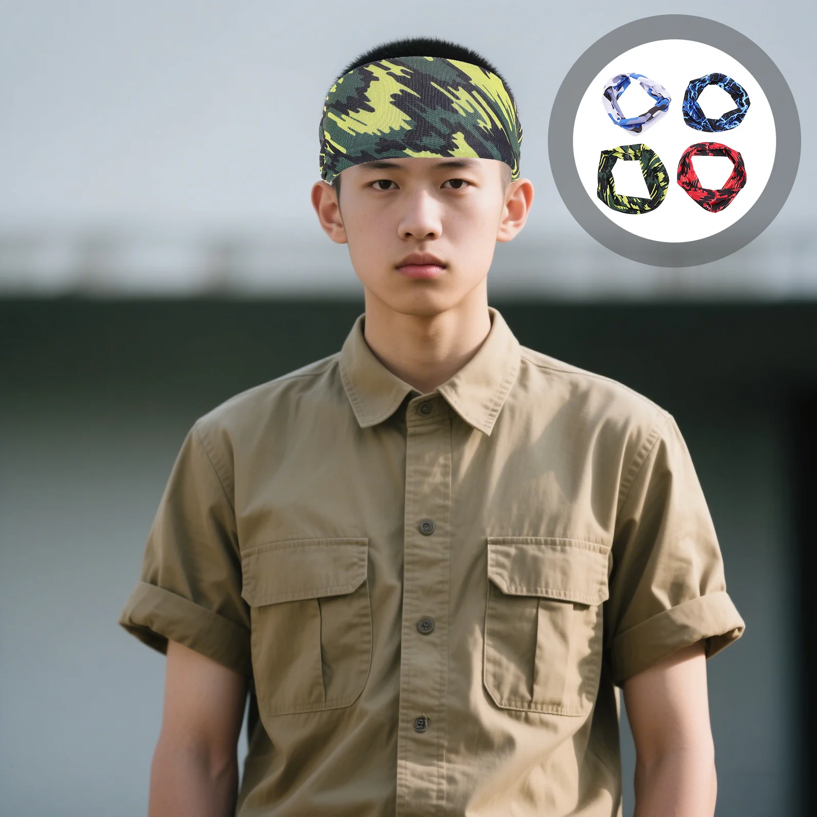 

8Pcs Youth Sports Headbands Comfortable Fabric Breathable Camo Design for Kids Teens Running Basketball Kids Headband