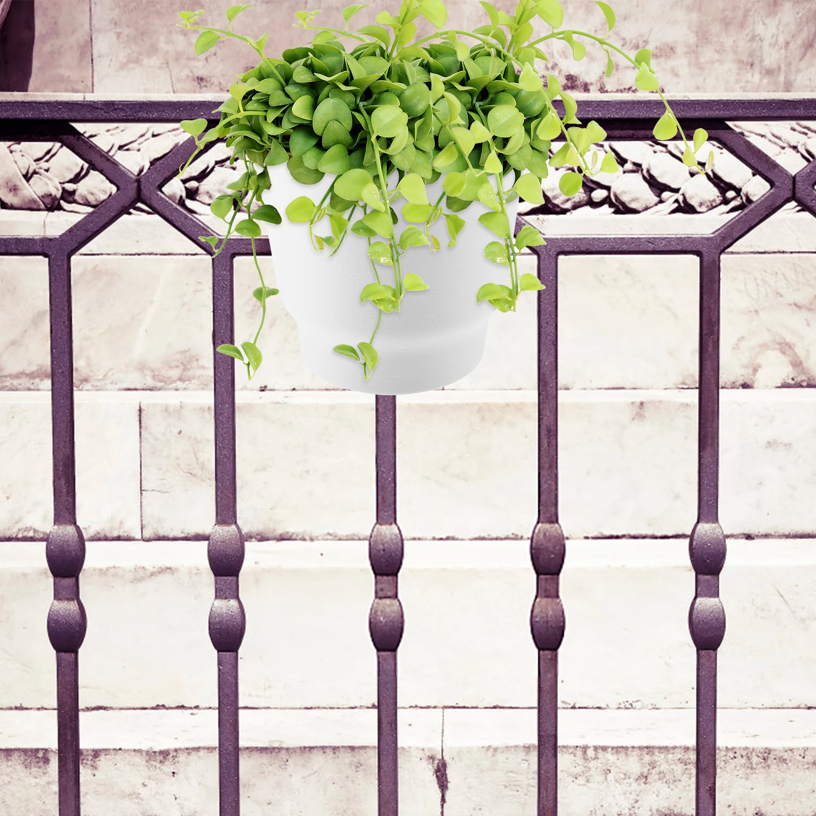 

Hanging Flower Pot Planter for Balcony Railing Wall Decor Black Thickened Plastic Plant Pot Wheels Round Drain Tray